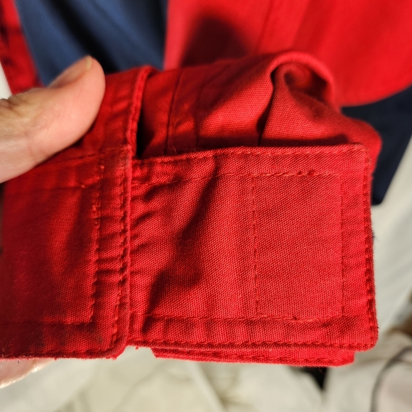 Uno Momento Red & Navy Hooded Zip & Snap Coat Size Small - Picture 7 of 12